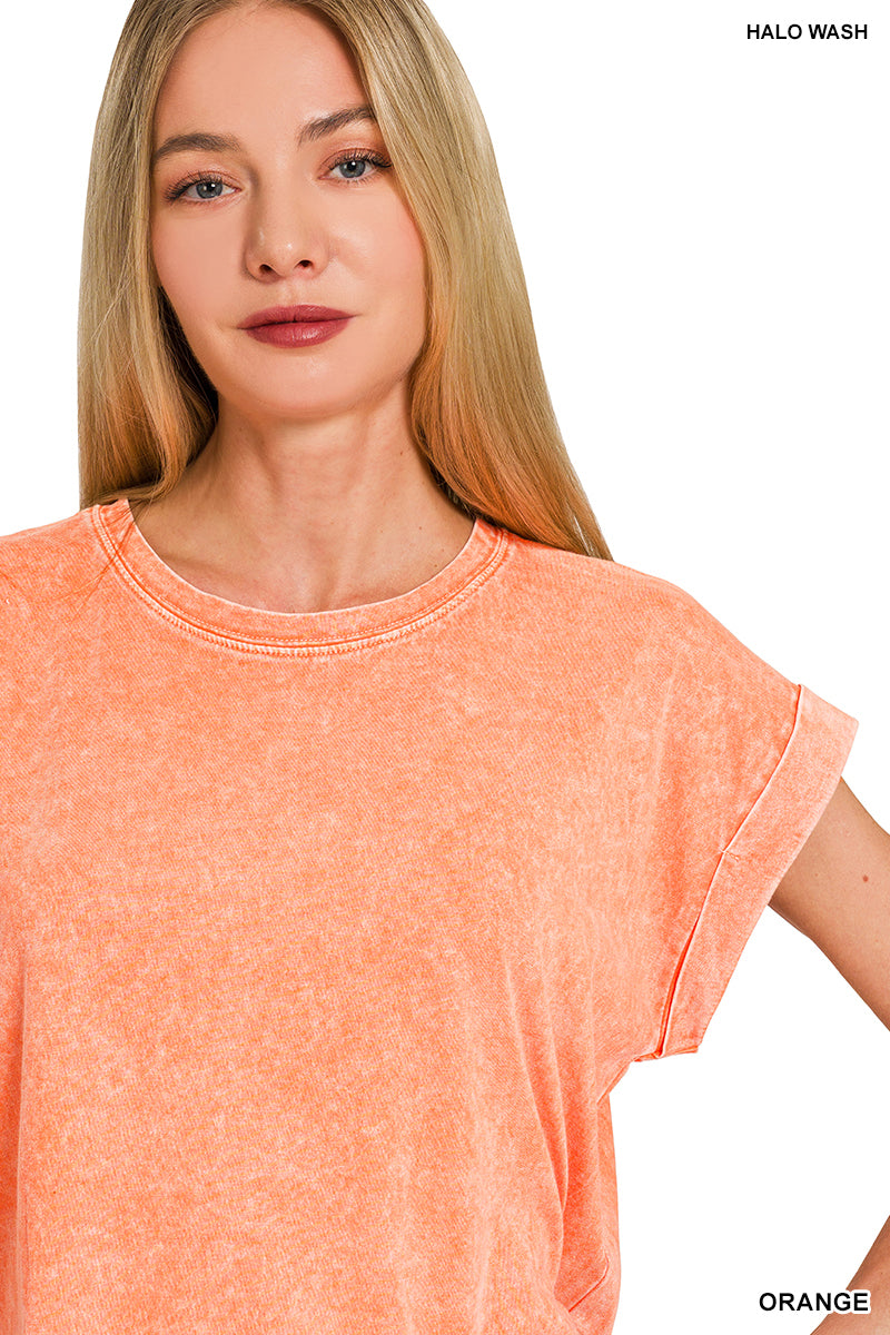 CTW-3524Y Orange Halo Washed Tee