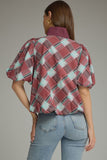 T32112 Merlot Plaid Top