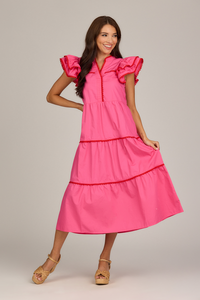 PIA RIC RAC MIDI DRESS PINK