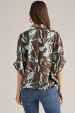 T33224 Brown/Blue Print Top