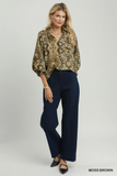 C6970 Moss Brown Balloon Sleeve Top
