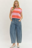 T30752 Pink and Coral Cap Sleeve Top