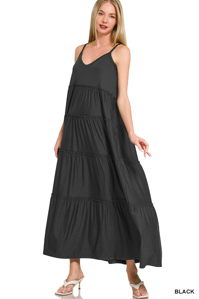 MD-9090Y V NCK MAXI DRESS Bl
