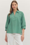 T30245 Basil 3/4 Sleeve Top