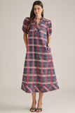 D33316 Navy Plaid Dress