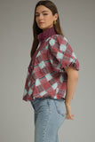 T32112 Merlot Plaid Top