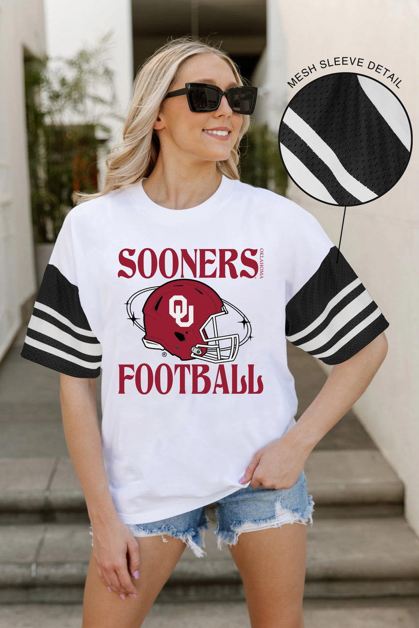 OKLAHOMA SOONERS STARTING LINEUP STRIPE RAGLAN TEE