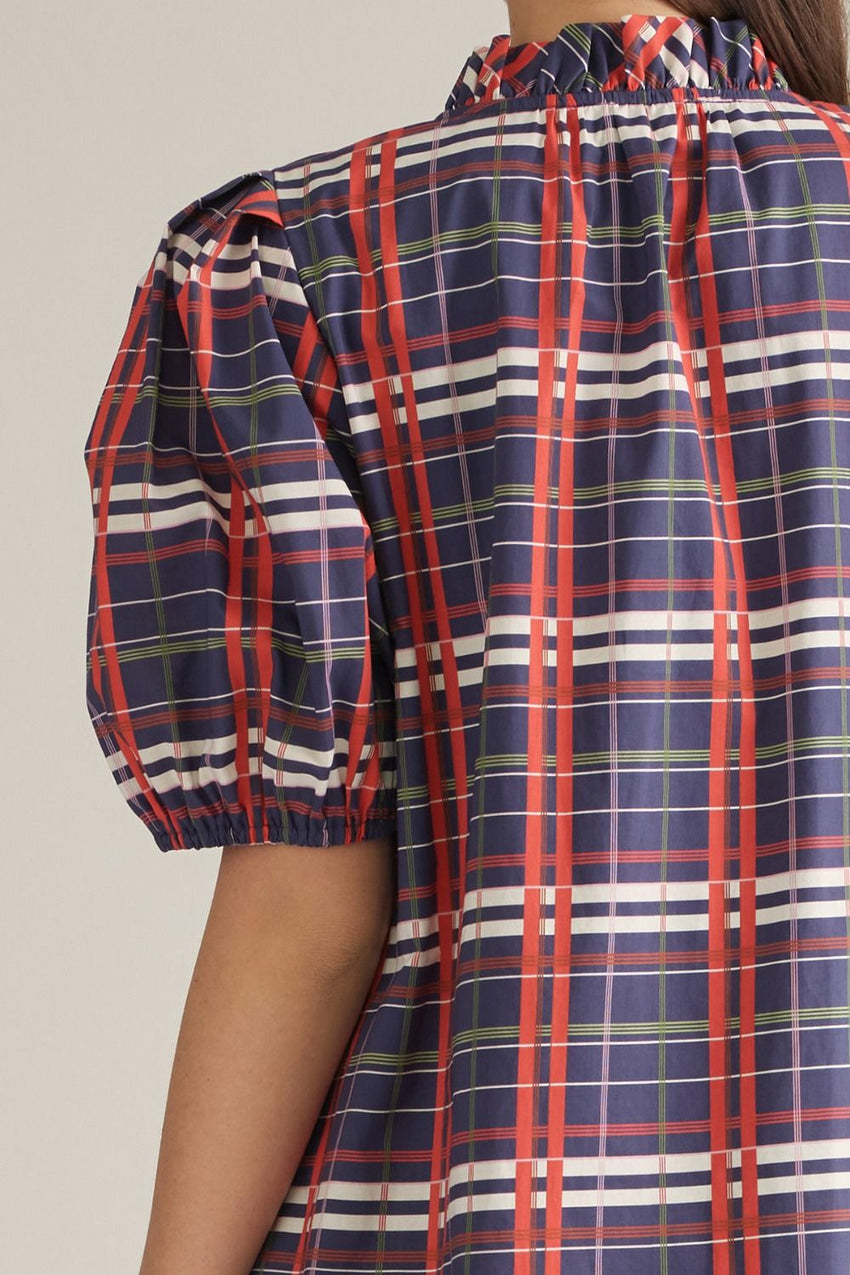 D33316 Navy Plaid Dress