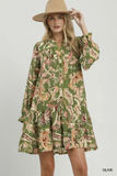 N7197 Olive Paisley Dress