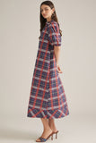 D33316 Navy Plaid Dress