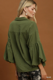 N7234 Olive Bell Sleeve Blouse
