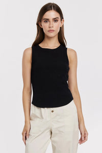 LOLA MIX MEDIA ROUND HEM TANK BLACK