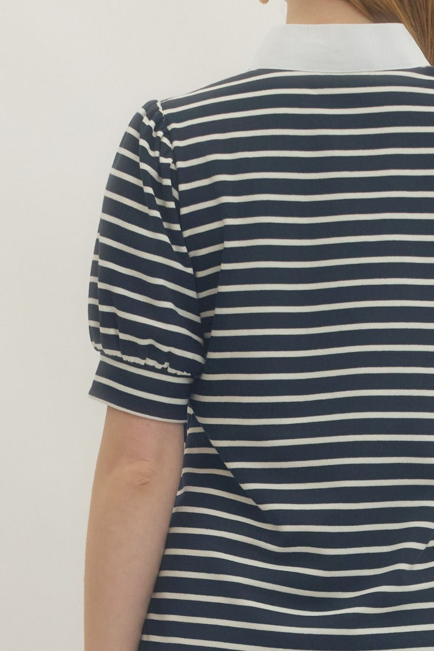 D29635 Navy Striped Dress