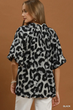 C8474 Black Animal Print Top