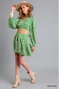 Green Mix Print Dress