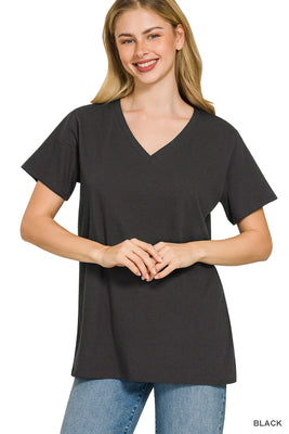 CT-3077M8 Cotton  V-Neck Tee Black