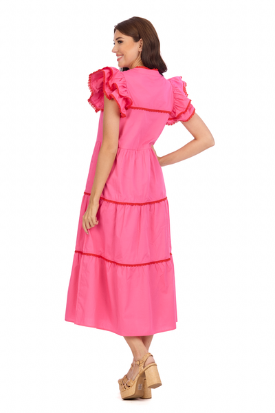 PIA RIC RAC MIDI DRESS PINK