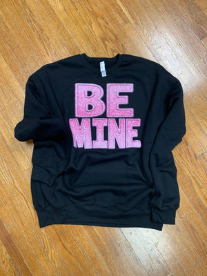Be Mine Pink Sparkly Graphic Sweatshirt