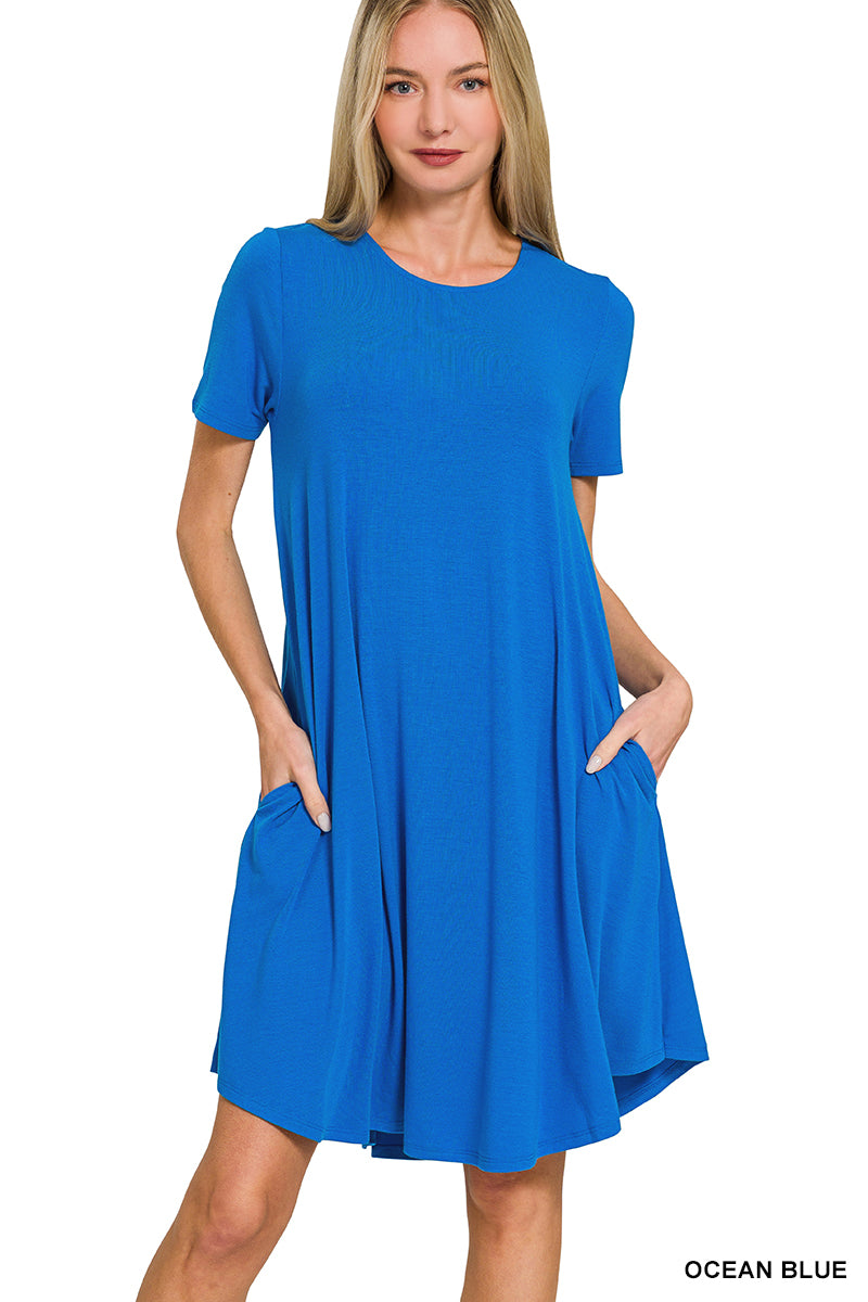 RS-9943A Ocean Blue A Line Dress