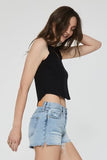 Baby Cleo Cropped Ribbed Tank in Black