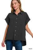 QT-7291D4 Black Button Down