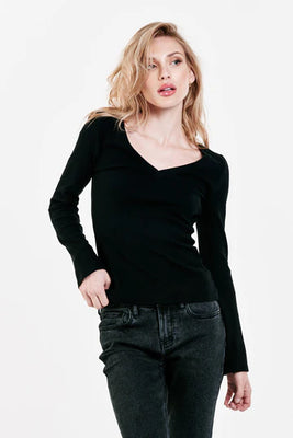 Scarlett Black Ribbed Top