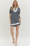 D29635 Navy Striped Dress
