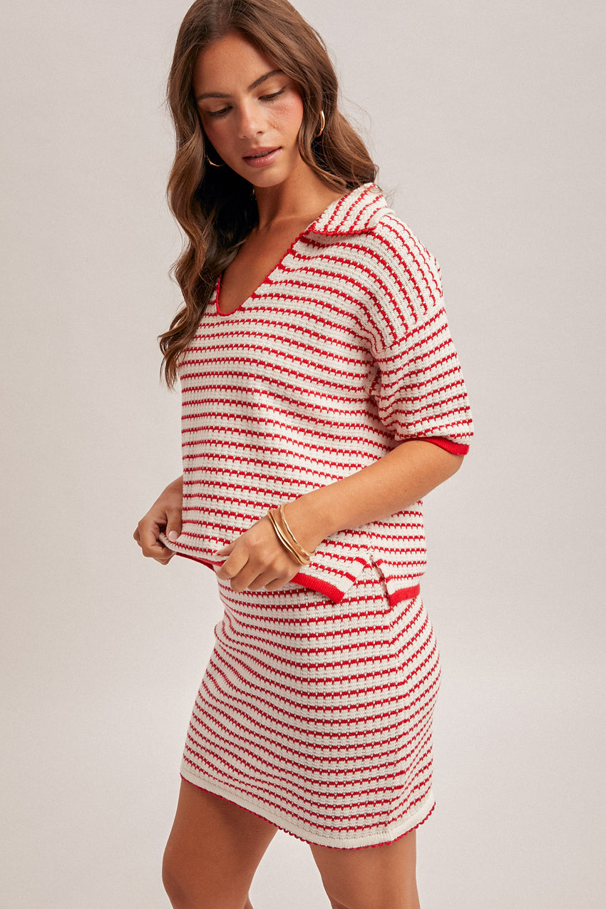Red Striped Sweater H&T