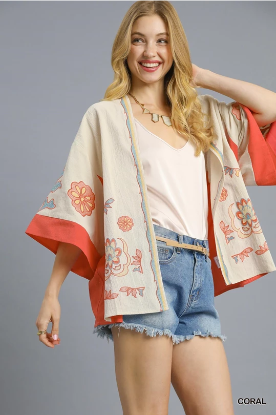 Coral Floral Kimono