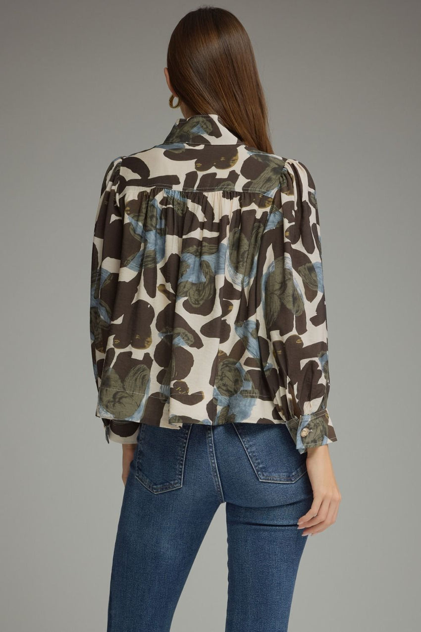 T33747 Print Puff Sleeve Top