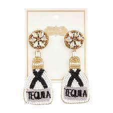 White Tequila Beaded Earrings