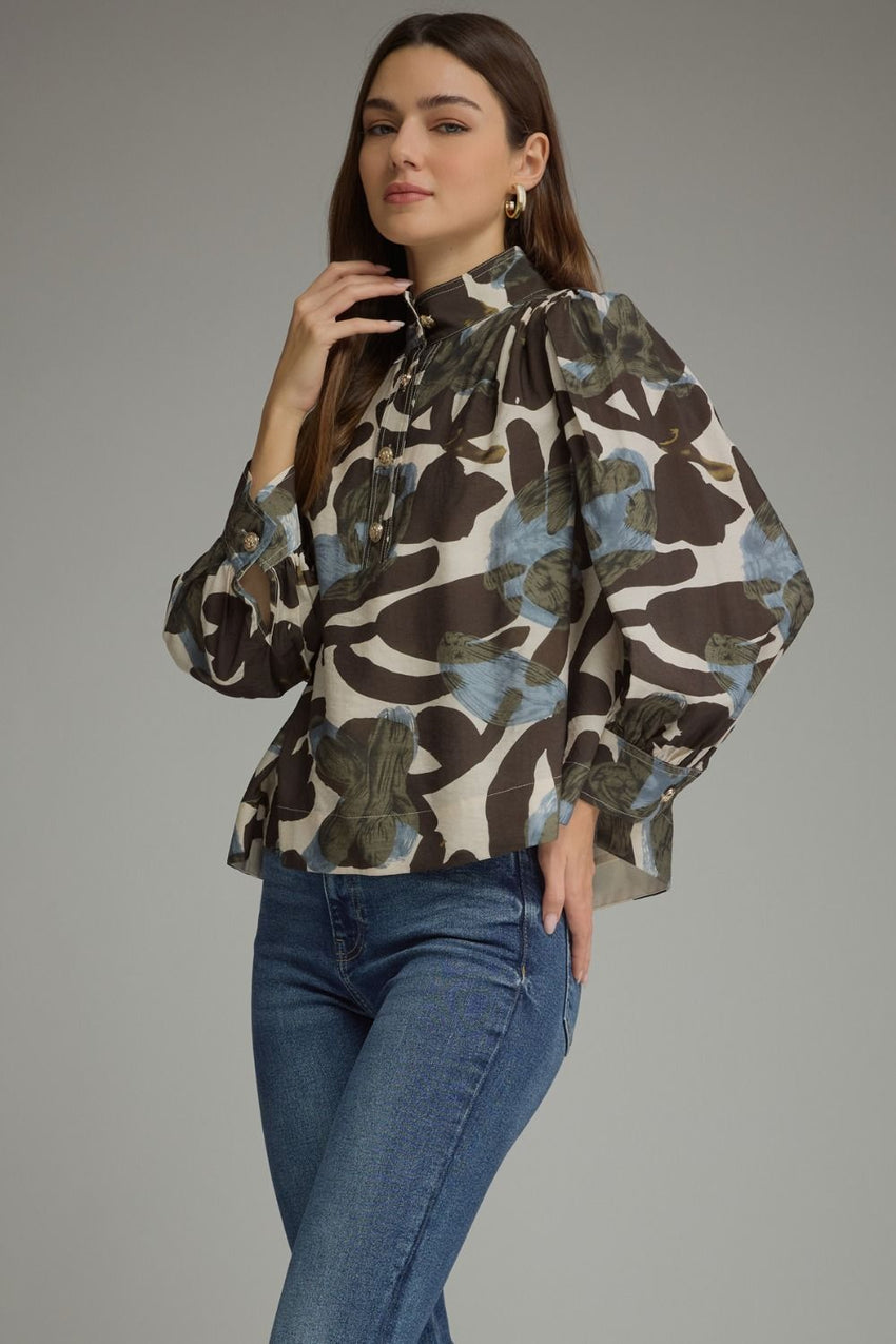 T33747 Print Puff Sleeve Top