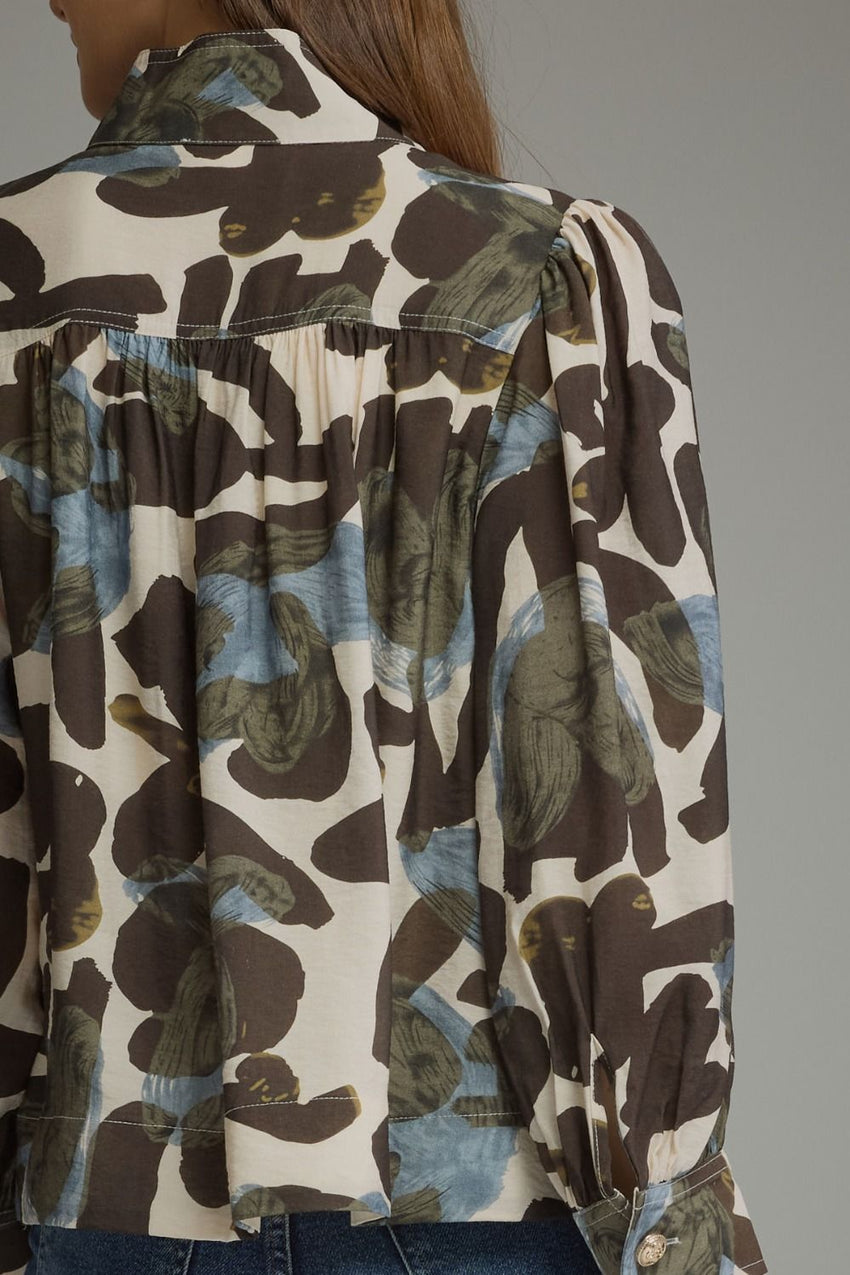 T33747 Print Puff Sleeve Top