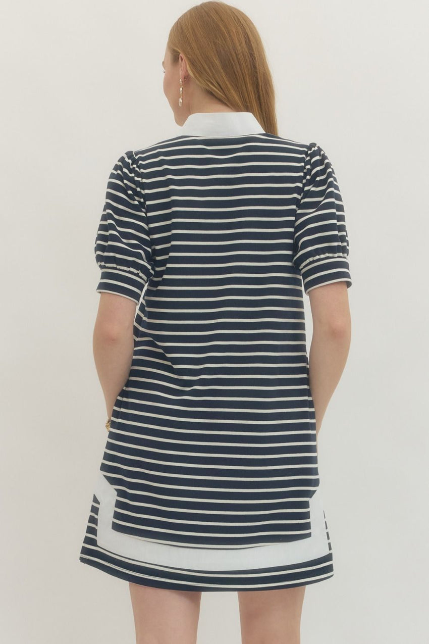 D29635 Navy Striped Dress