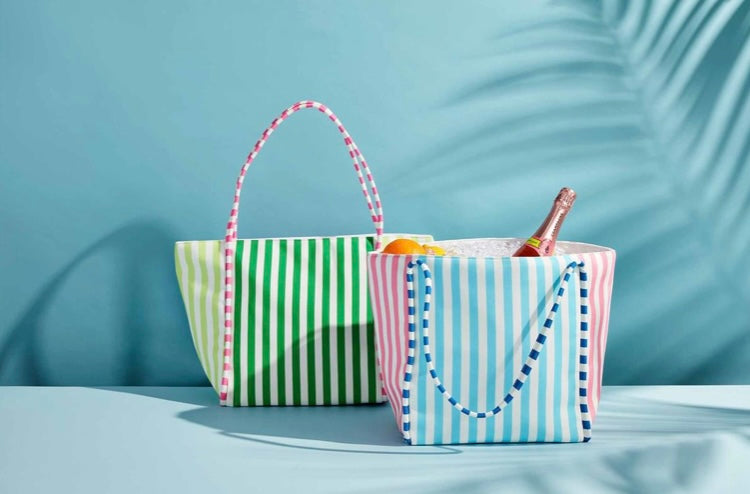 Pink Striped Cooler Tote