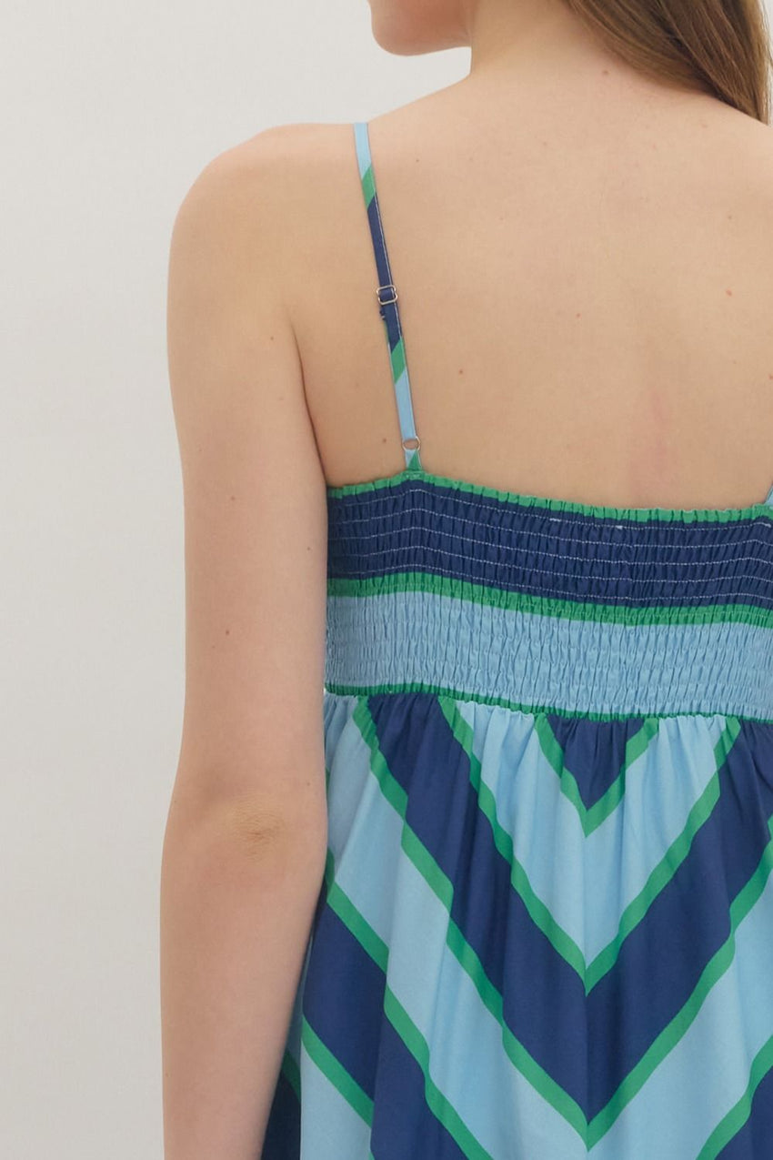 D30812 Striped Chevron MIDI Dress