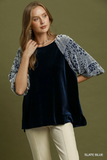 D1255 Slate Blue Velvet Top