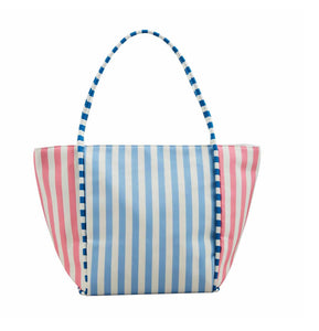 Blue Striped Cooler Tote