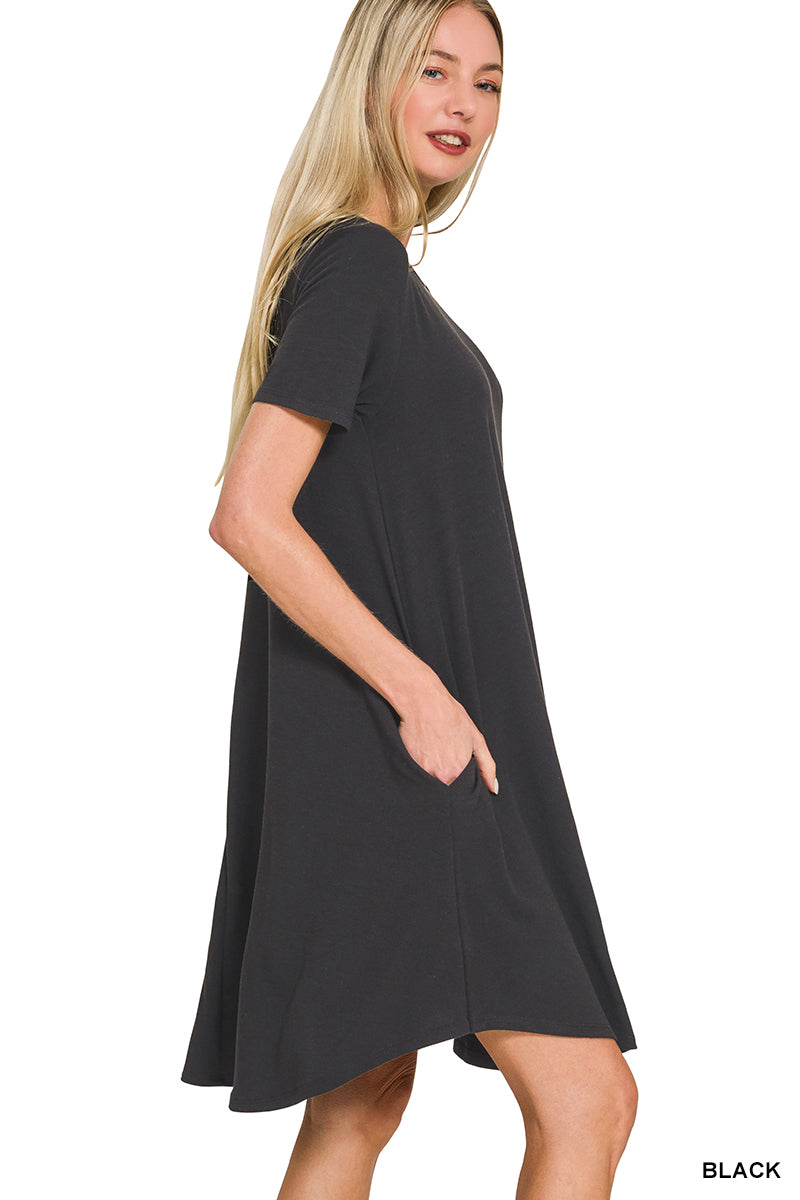 RS-9943A Black A Line Dress