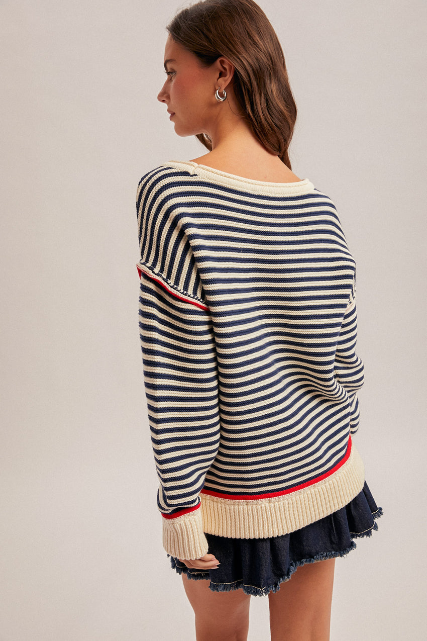 Striped Sweater White/Navy