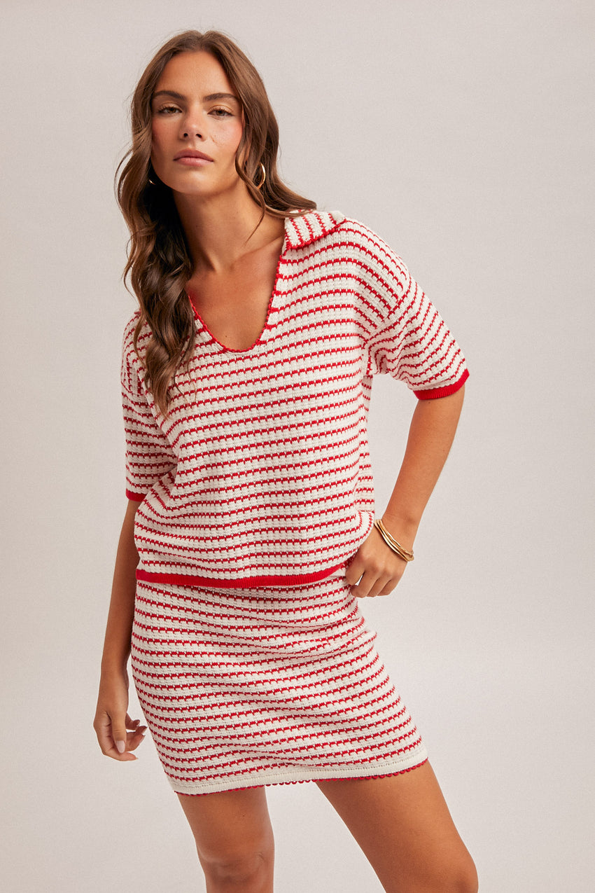 Red Striped Sweater H&T