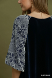 D1255 Slate Blue Velvet Top
