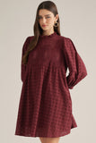 D33428 Eyelet Puff Sleeve Mini Dress
