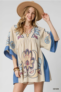 Boho Denim Mix Dress