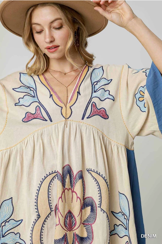 Boho Denim Mix Dress
