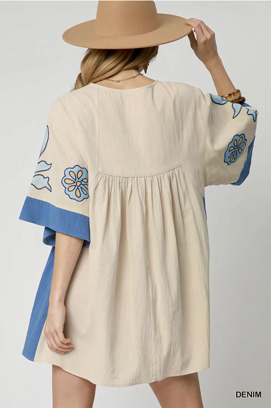 Boho Denim Mix Dress