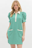Green Striped SS Dress