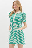Green Striped SS Dress