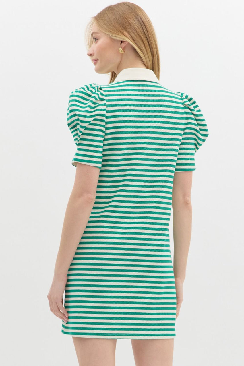 Green Striped SS Dress