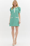 Green Striped SS Dress
